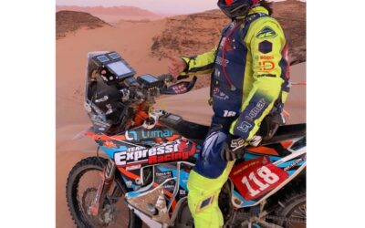 Alex Bispo, representante del Motoclub Bañezano en el Dakar, completa la segunda etapa