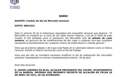 El mercado semanal de La Bañeza se traslada al viernes esta semana con motivo del Día del Trabajador