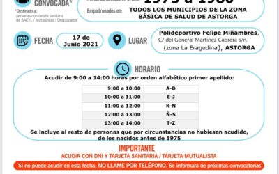 Astorga y La Bañeza vacunan la próxima semana a los nacidos entre 1975 y 1980
