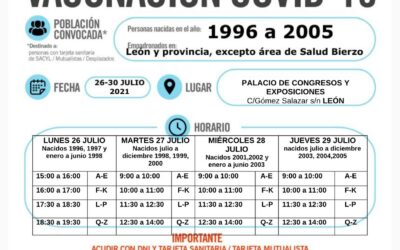 León vacuna la próxima semana a los nacidos entre 1996 y 2005