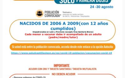 León vacunará la próxima semana contra el COVID-19 a los nacidos de 2006 a 2009