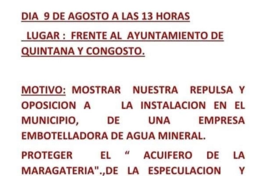 Convocan una concentración en Quintana y Congosto contra la instalación de una embotelladora de agua