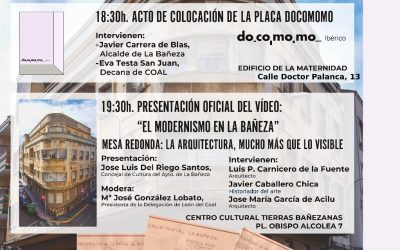 Celebración del día mundial de la Arquitectura en La Bañeza con la colocación de una placa docomomo ibérico en el edificio de la antigua maternidad