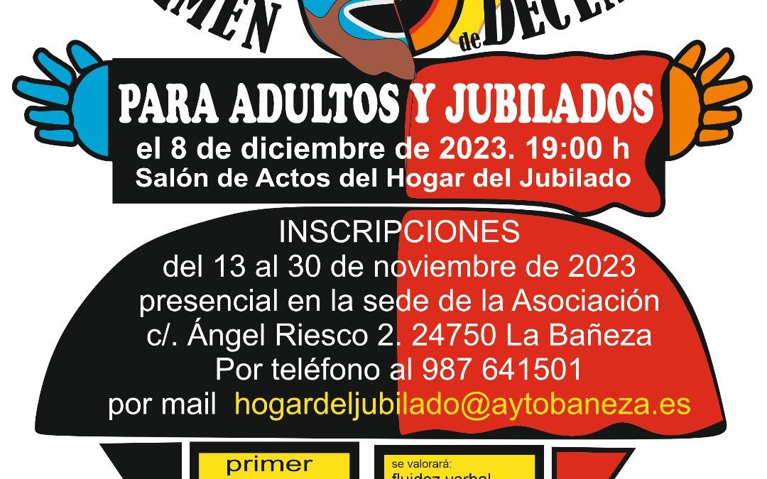 La Bañeza celebra el II Certamen de Declamación para adultos y jubilados el próximo 8 de diciembre