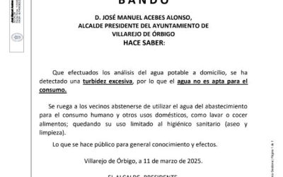 El Ayuntamiento de Villarejo de Órbigo declara no potable el agua del municipio por alta turbidez