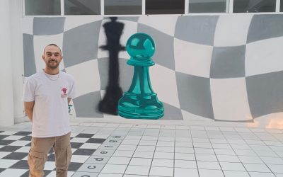 Nuevo mural en el polideportivo municipal de Astorga dedicado al ajedrez