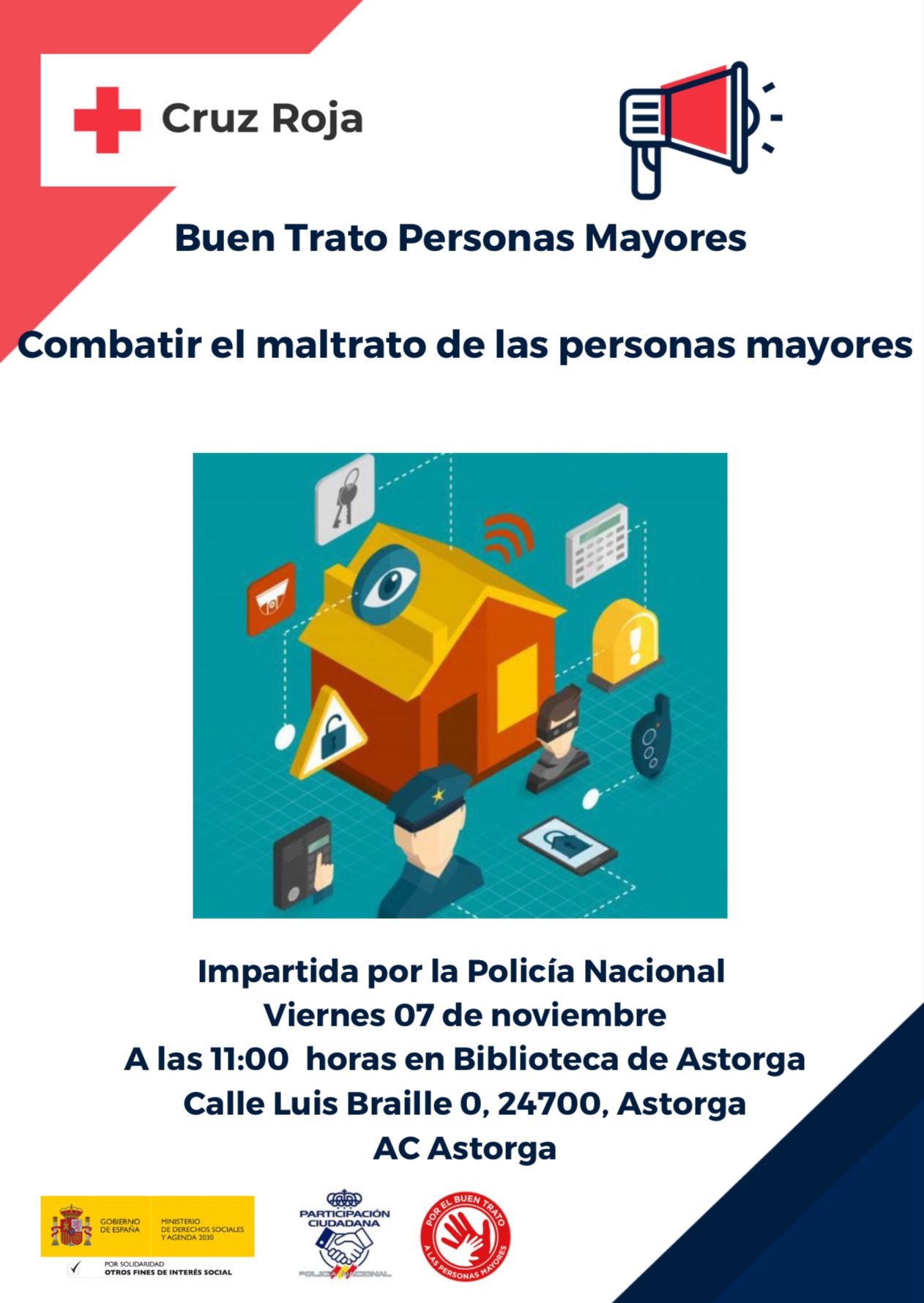Cruz Roja y la Policía Nacional impulsan en Astorga una jornada para combatir el maltrato a las personas mayores