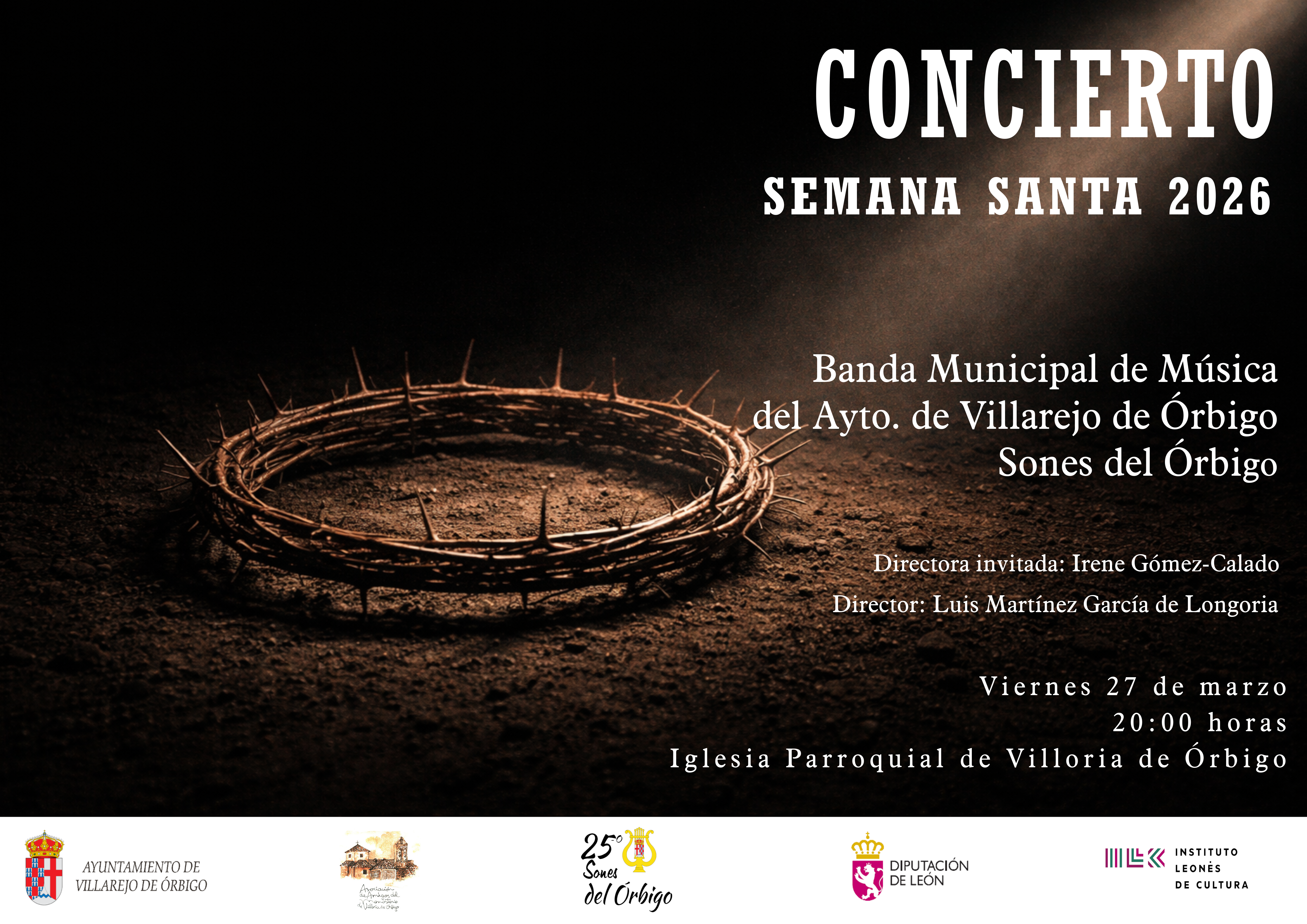 Villoria de Órbigo acoge un concierto de Semana Santa con la banda Sones del Órbigo y la directora invitada Irene Gómez-Calado