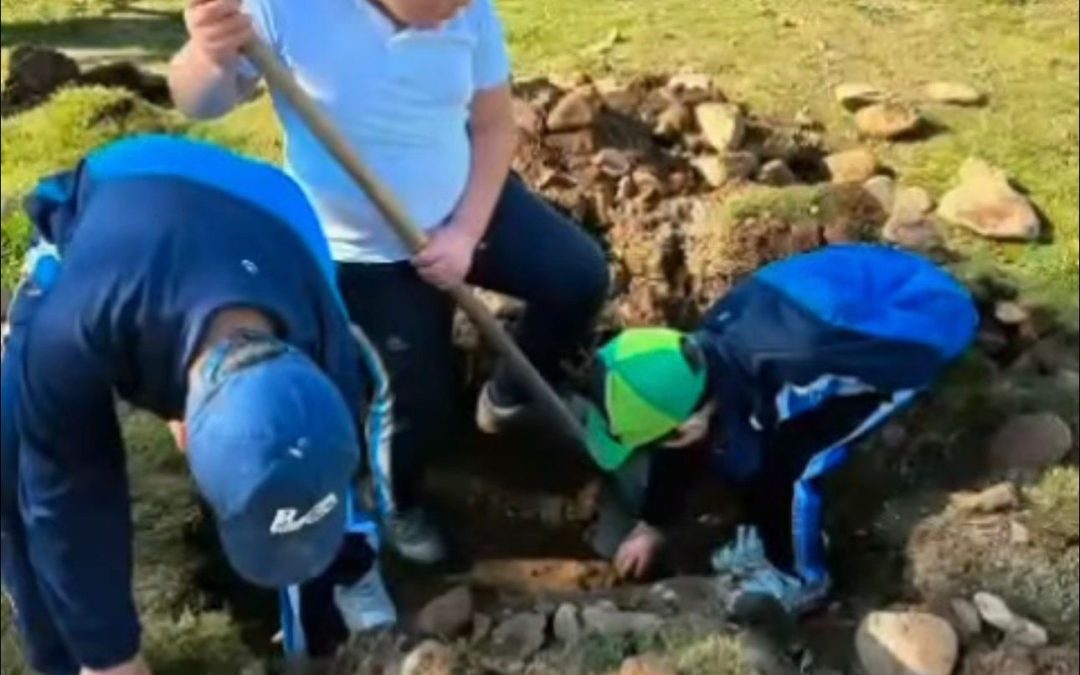 Alumnos del colegio Paula Montal de Astorga ayudan a reforestar zonas quemadas en San Esteban de Nogales