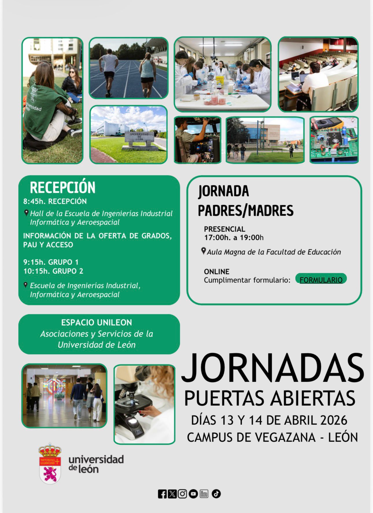 La ULE programa sus Jornadas de Puertas Abiertas para acercar la vida universitaria a los futuros estudiantes