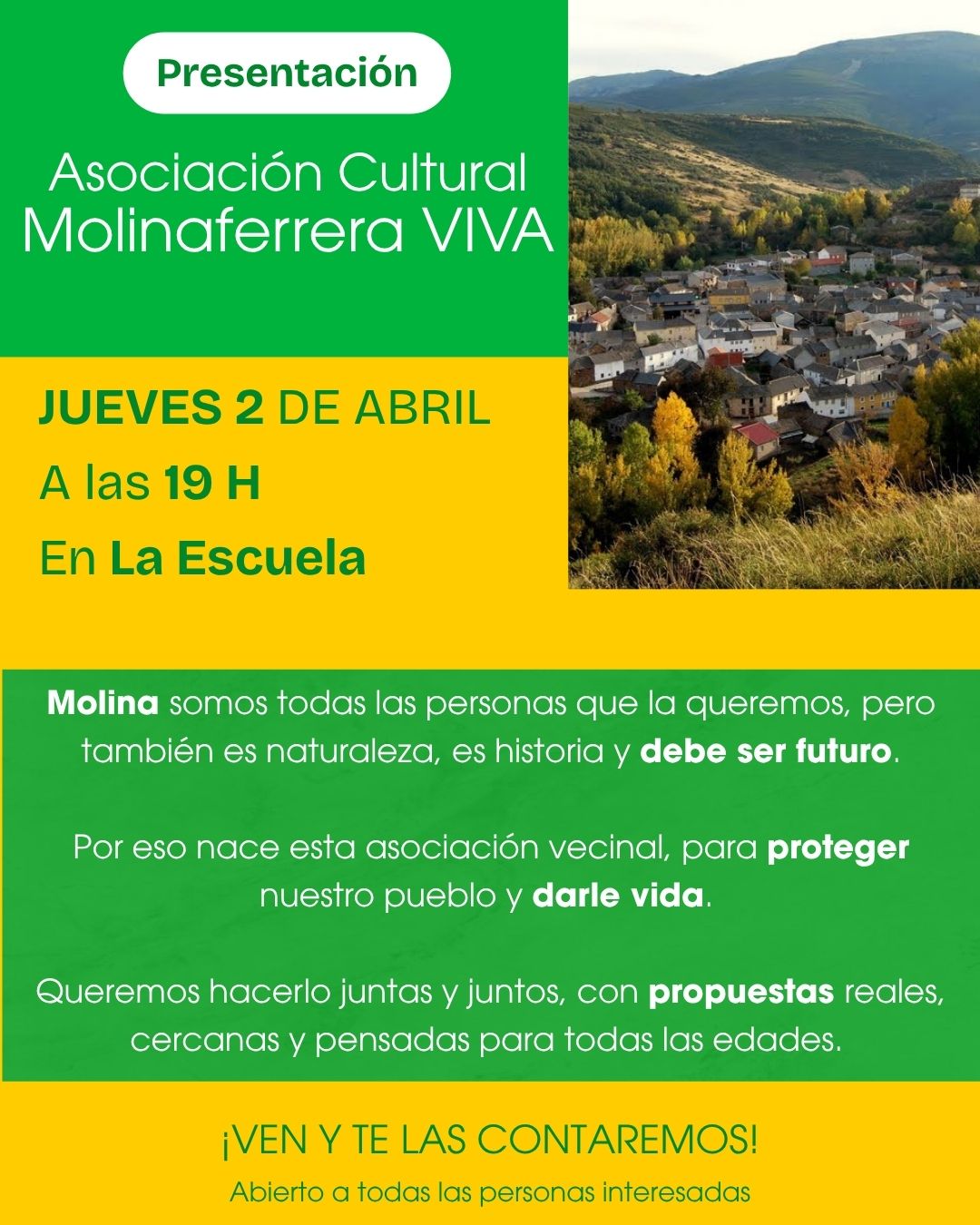 Molinaferrera presenta una nueva asociación cultural para “proteger el pueblo y darle vida”