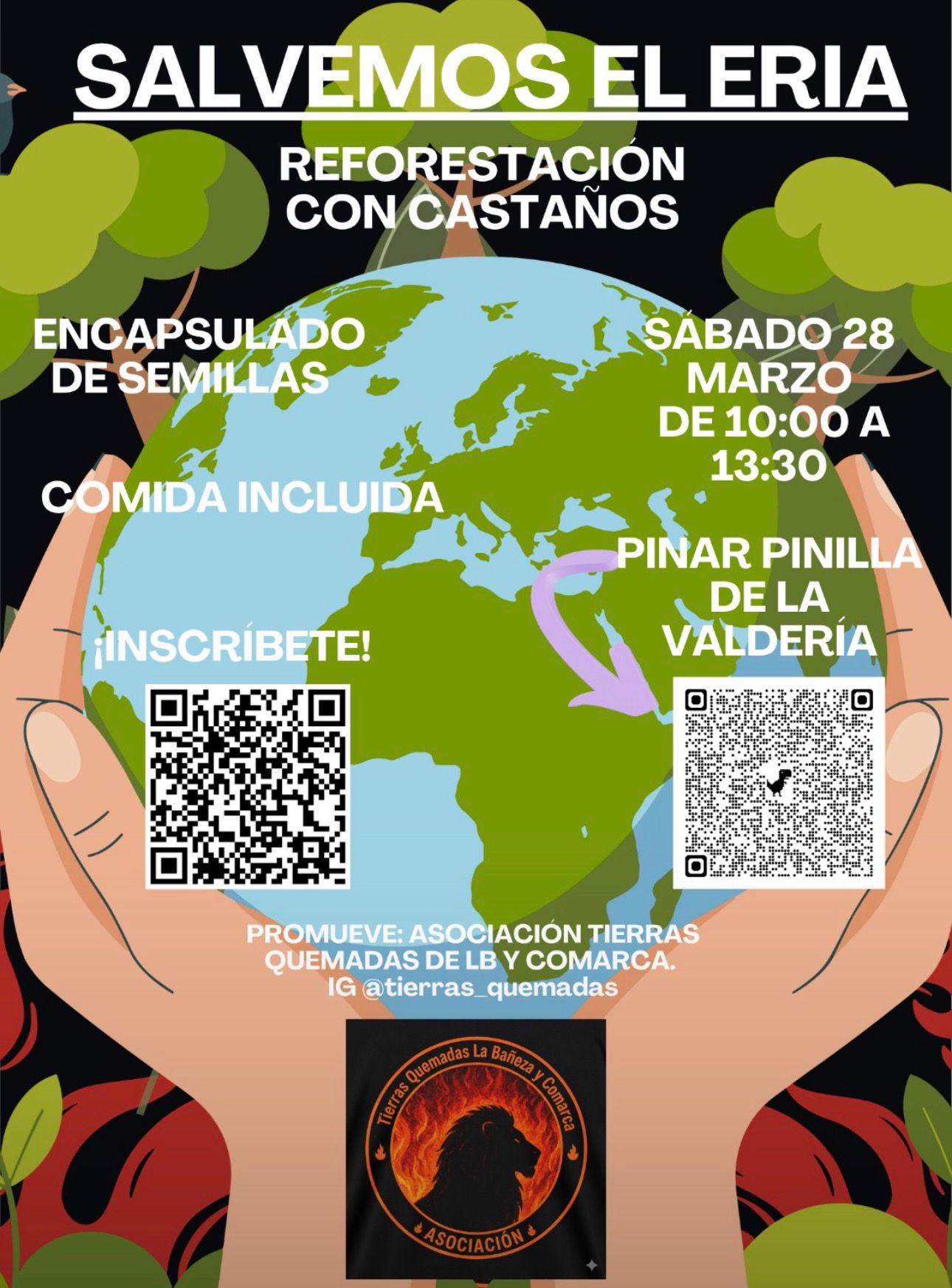 La reforestación vuelve a las tierras quemadas de la comarca con una nueva jornada en Pinilla de la Valdería