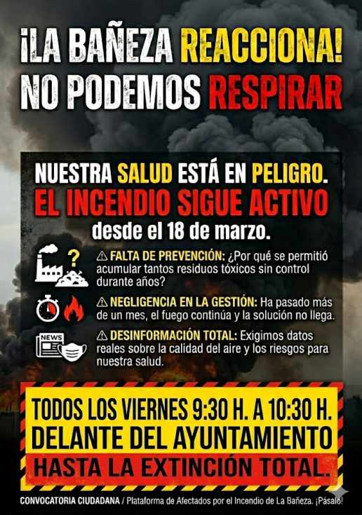 La Plataforma de Afectados por el incendio de La Bañeza convoca concentraciones todos los viernes hasta su extinción total