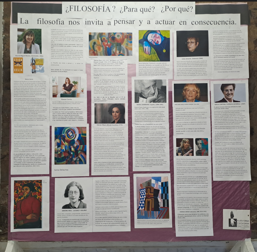 La Plataforma por la Igualdad renueva el panel de la biblioteca y lo dedica a la filosofía con mirada femenina