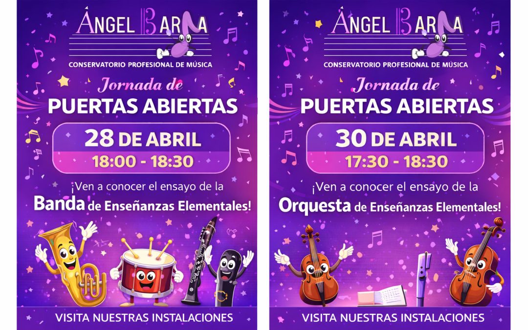 El conservatorio Ángel Barja abre sus puertas el 28 y 30 de abril para futuros alumnos de música