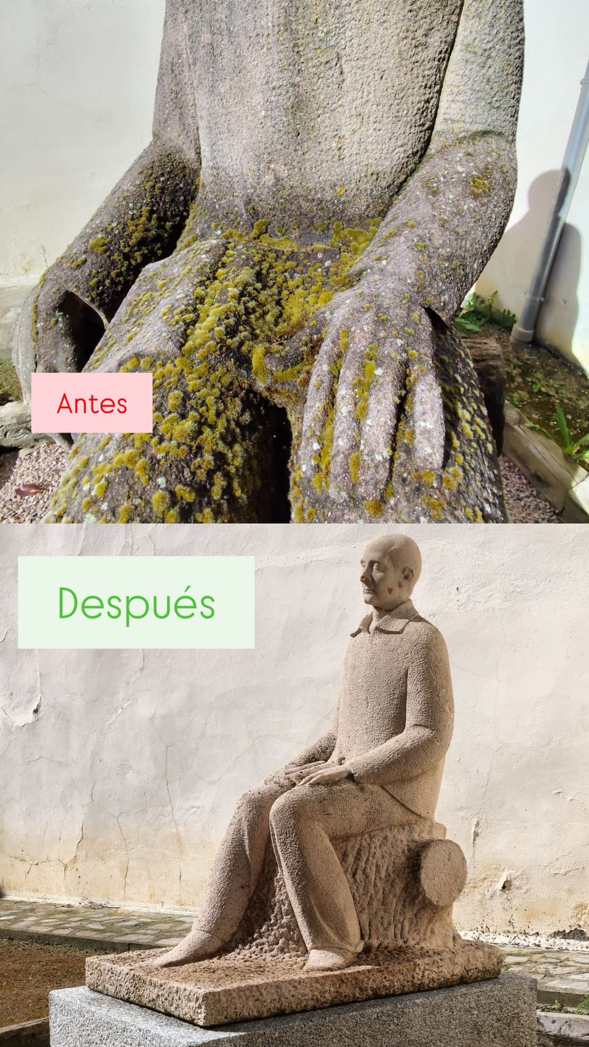 La estatua de Leopoldo Panero recupera su aspecto original tras su primera limpieza