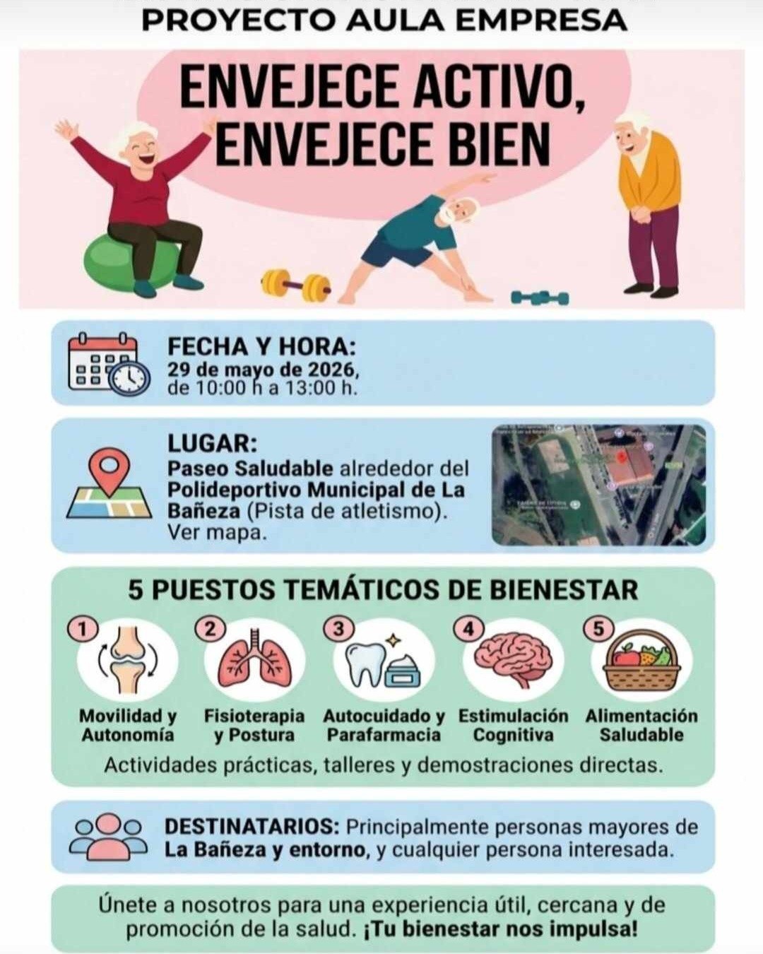 Los futuros sanitarios del IES Ornia convierten La Bañeza en un circuito de bienestar para mayores