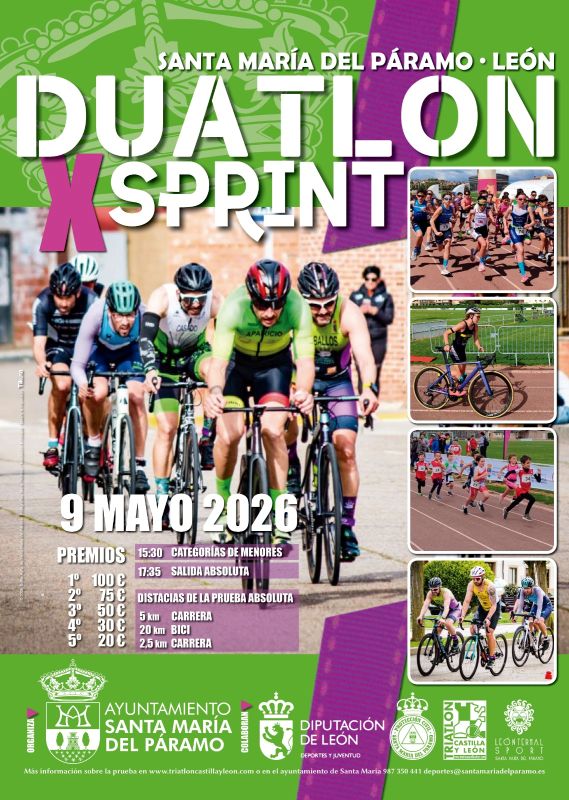 Santa María del Páramo organiza el próximo sábado día 9 de mayo su X Duatlón Sprint