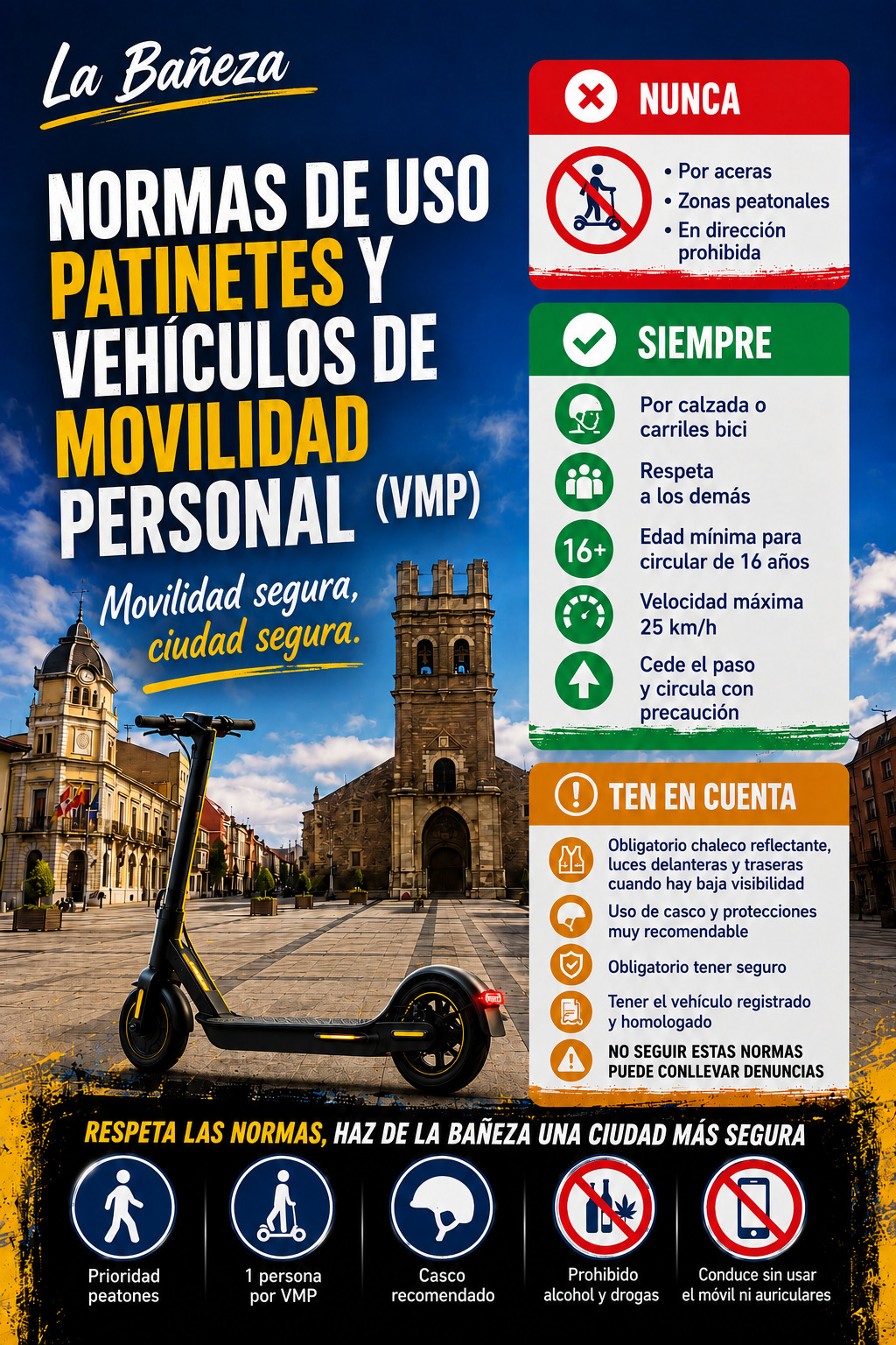 Los patinetes eléctricos llegarán al pleno tras el aumento de conductas peligrosas en La Bañeza