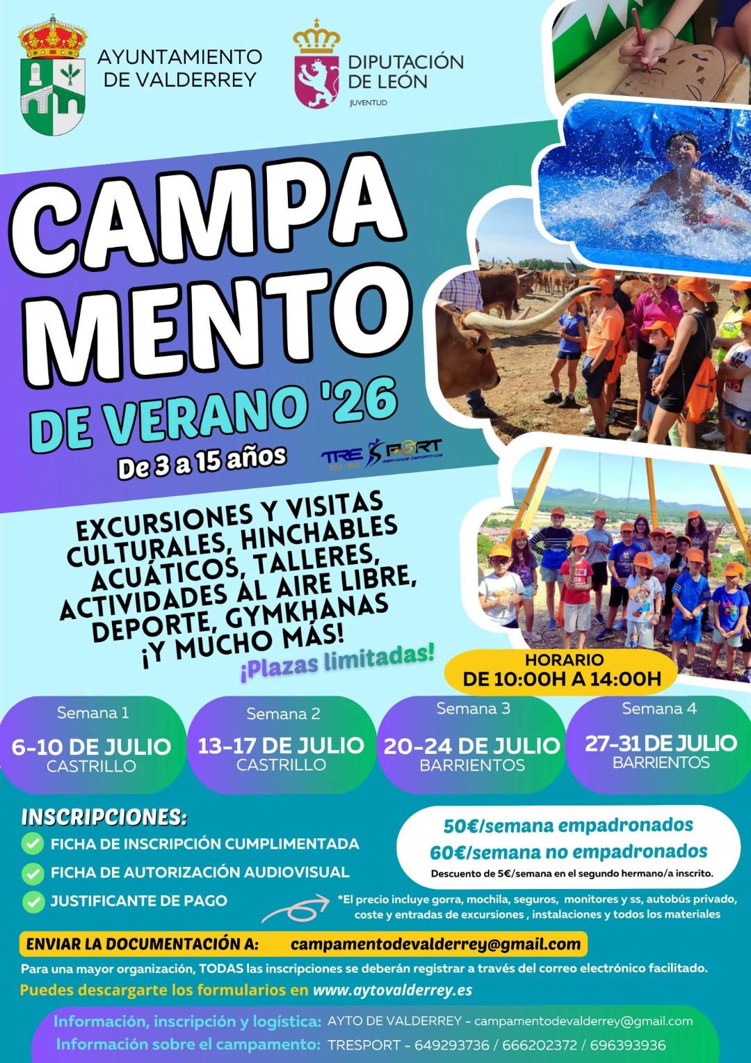 Campamento de verano en julio para conciliar las vacaciones en Valderrey