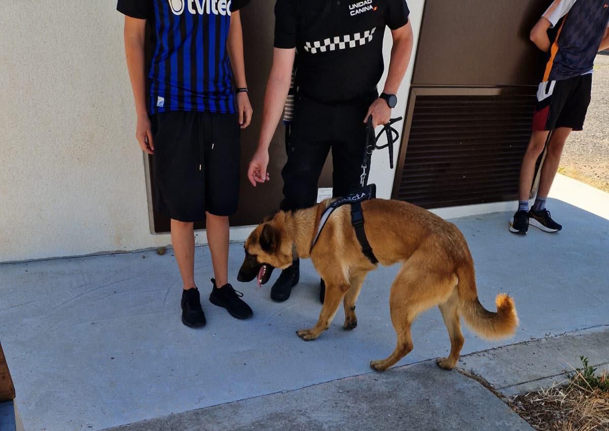 La unidad canina de la Policía Local de Astorga realiza labores preventivas en el IES Asturica Augusta