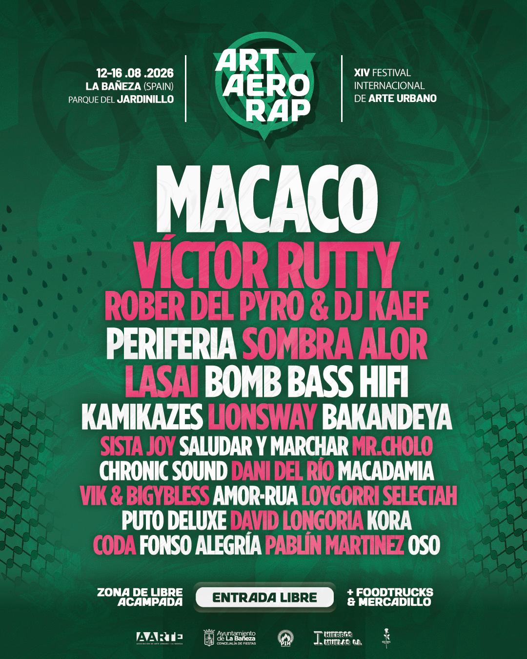 Macaco y Víctor Rutty, artistas destacados en los conciertos del Art Aero Rap bañezano