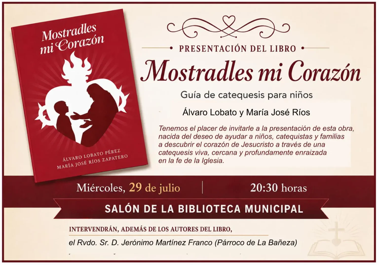 Álvaro Lobato y María José Ríos presentan en La Bañeza una guía de catequesis para niños