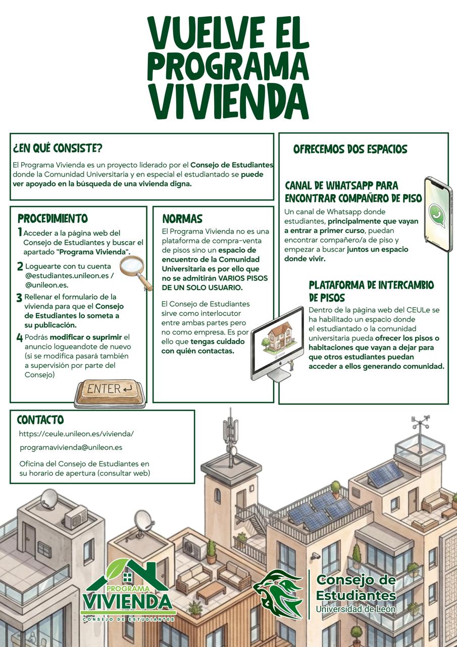 La Universidad de León recupera el Programa Vivienda con una plataforma exclusiva para su comunidad universitaria