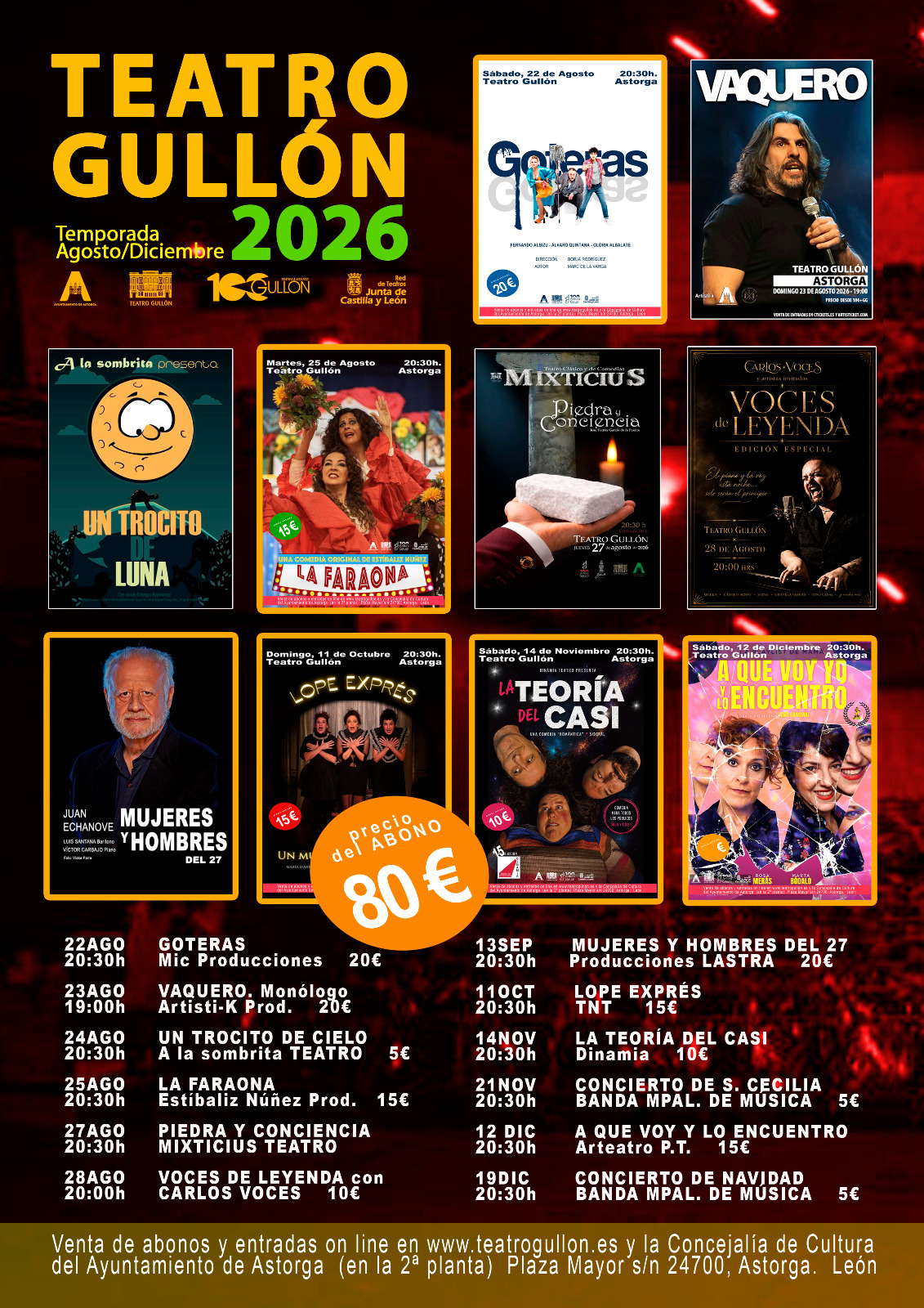 Programación segundo semestre Teatro Gullón 2026