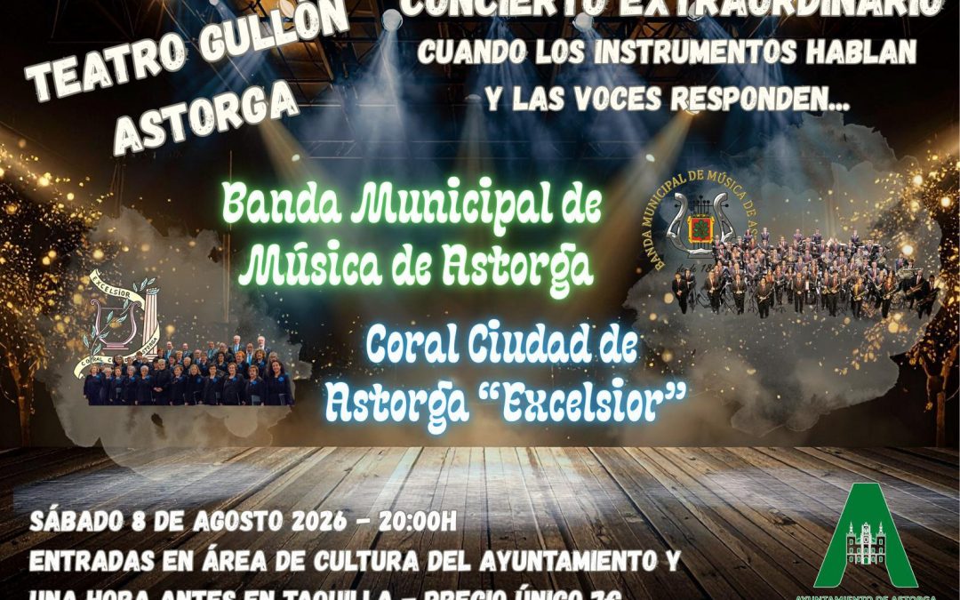 La Banda Municipal de Astorga estrena en agosto un concierto junto a la Coral Excelsior en el Teatro Gullón