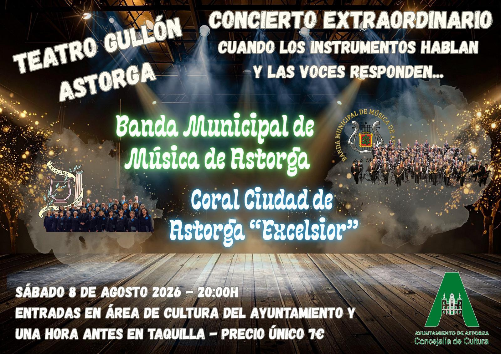 La Banda Municipal de Astorga estrena en agosto un concierto junto a la Coral Excelsior en el Teatro Gullón