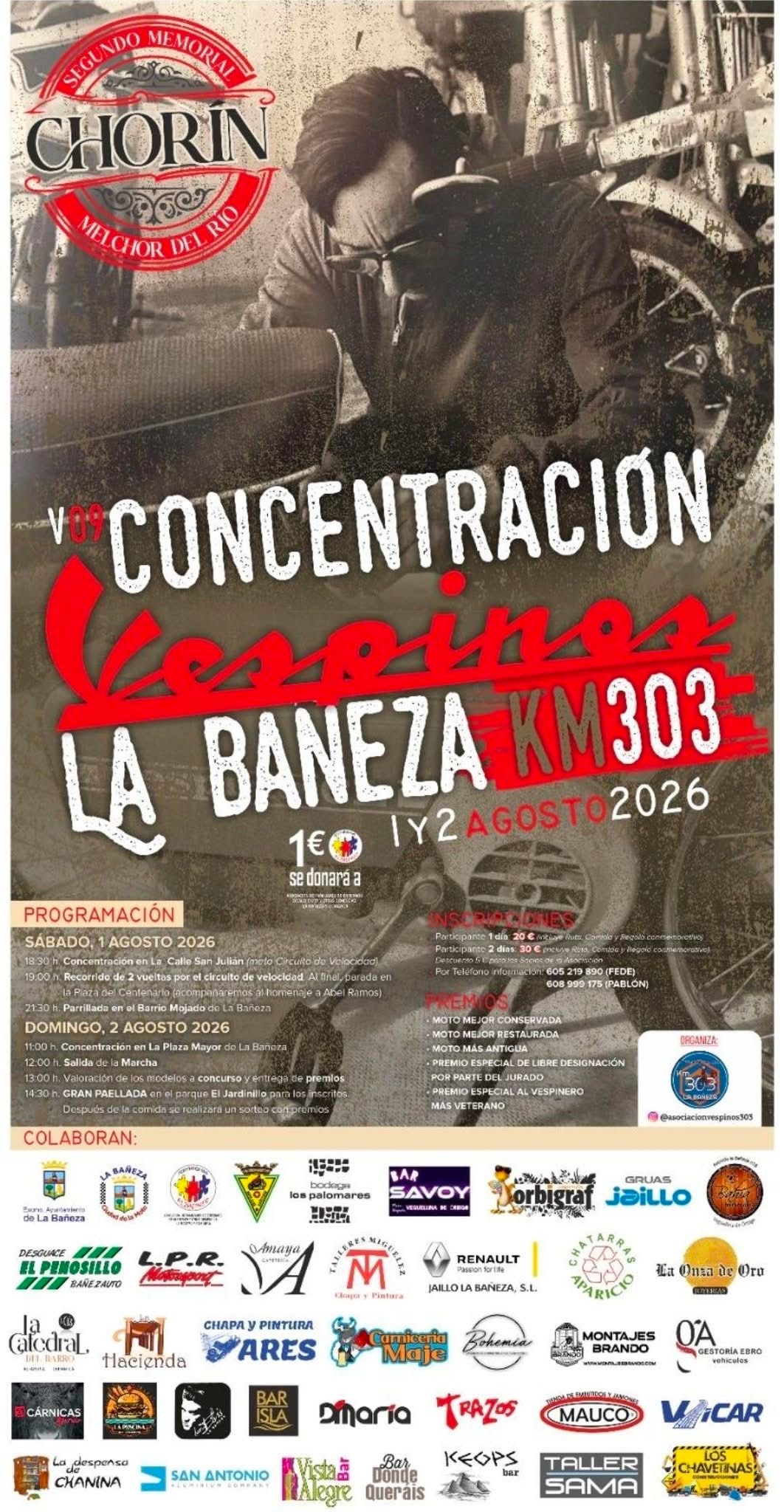 La Bañeza presenta la IX Concentración de Vespinos y el II Memorial Melchor del Río «Chorín», que se celebrarán los días 1 y 2 de agosto