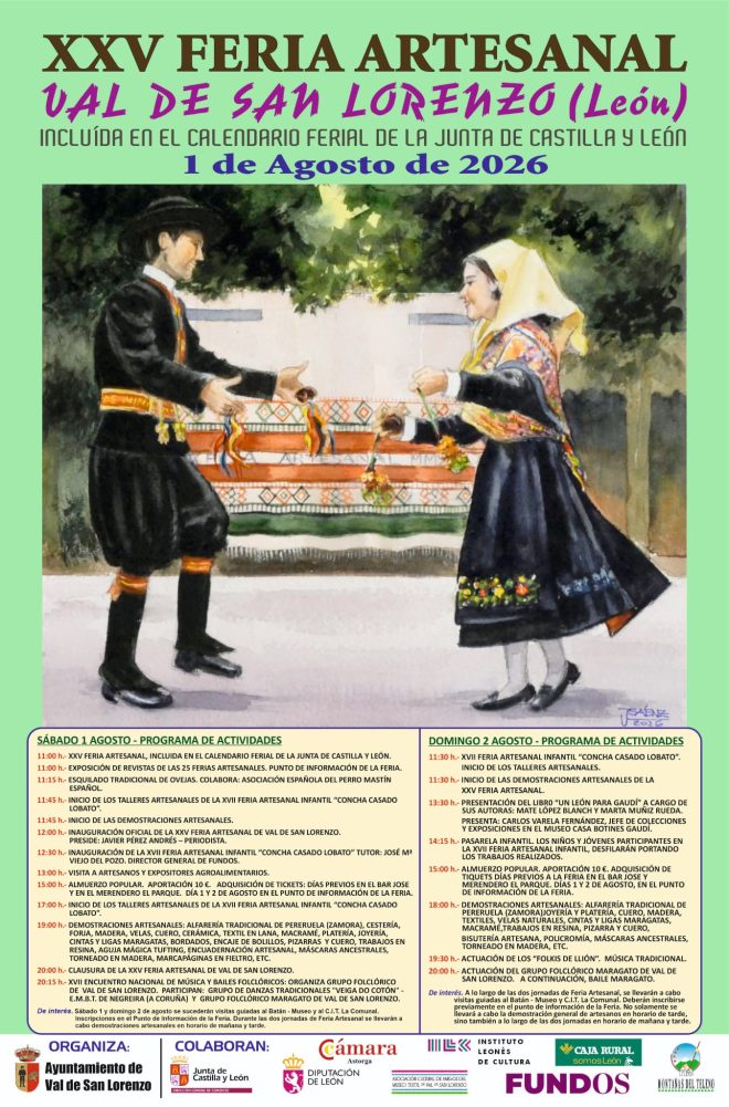Val de San Lorenzo celebra el 1 y 2 de agosto el 25.º aniversario de su Feria Artesanal