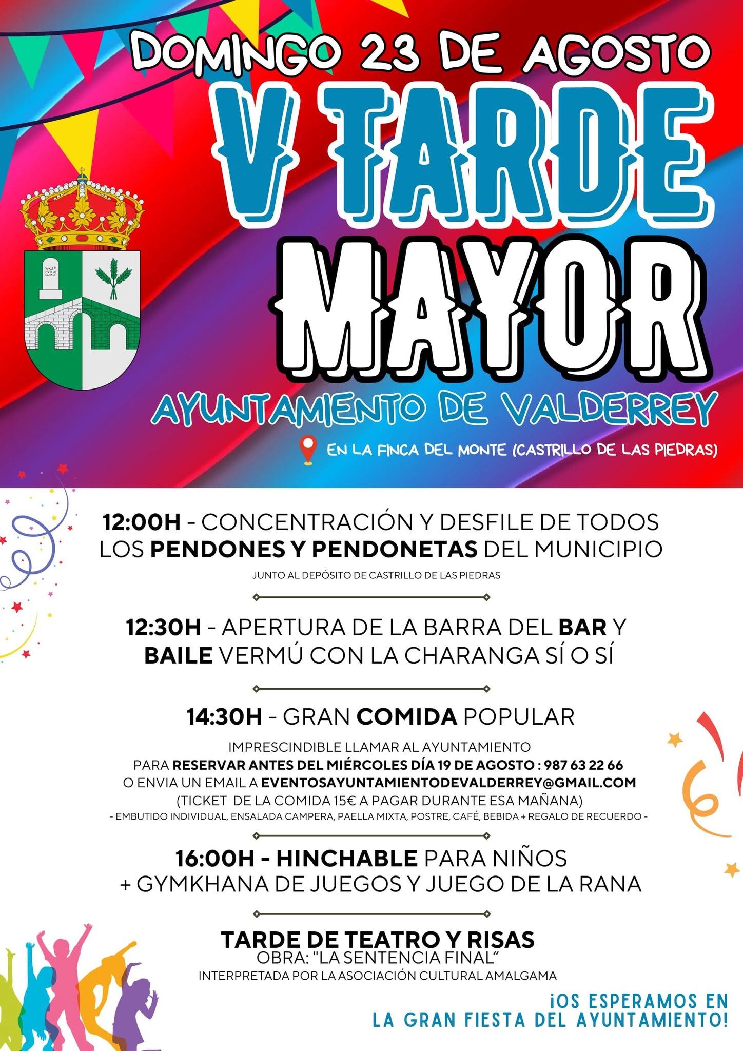 Valderrey celebrará el 23 de agosto la V Tarde Mayor con comida popular, pendones y teatro