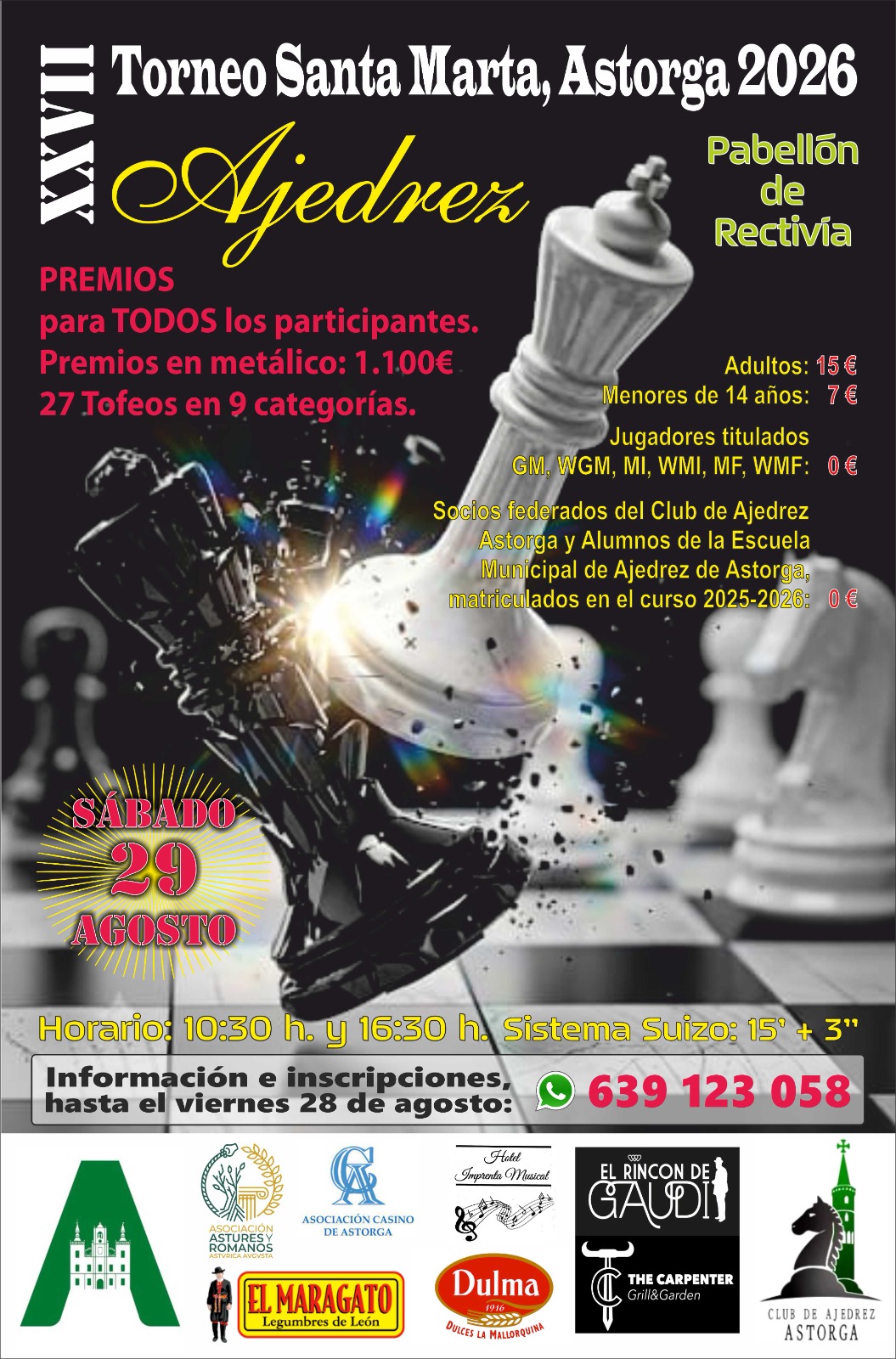 Abiertas las inscripciones para el XXVII Torneo de Ajedrez de las Fiestas de Santa Marta