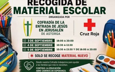 La Cofradía de la Entrada de Jesús en Jerusalén y Cruz Roja impulsan su primera recogida de material escolar en Astorga