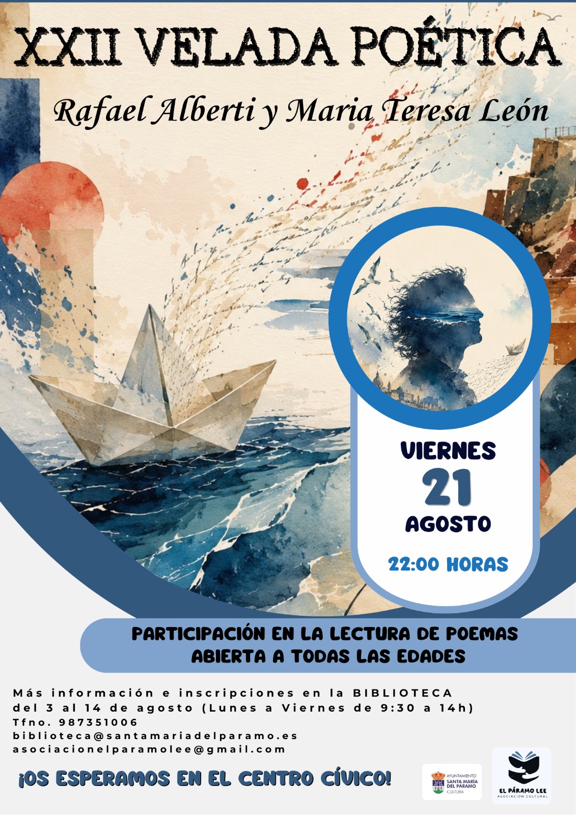Santa María del Páramo organiza la XXII Velada Poética en el Centro Cívico Magdalena Segurado