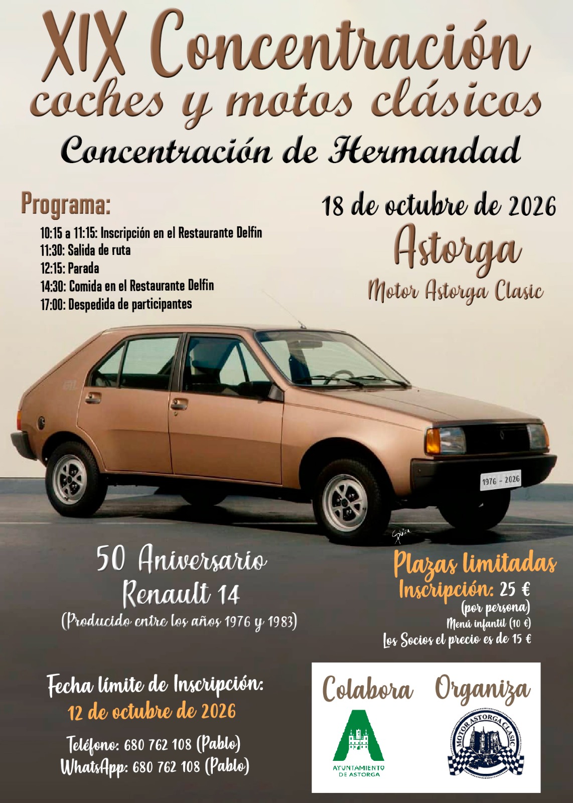 Astorga acogerá el 18 de octubre la XIX Concentración de Coches y Motos Clásicas