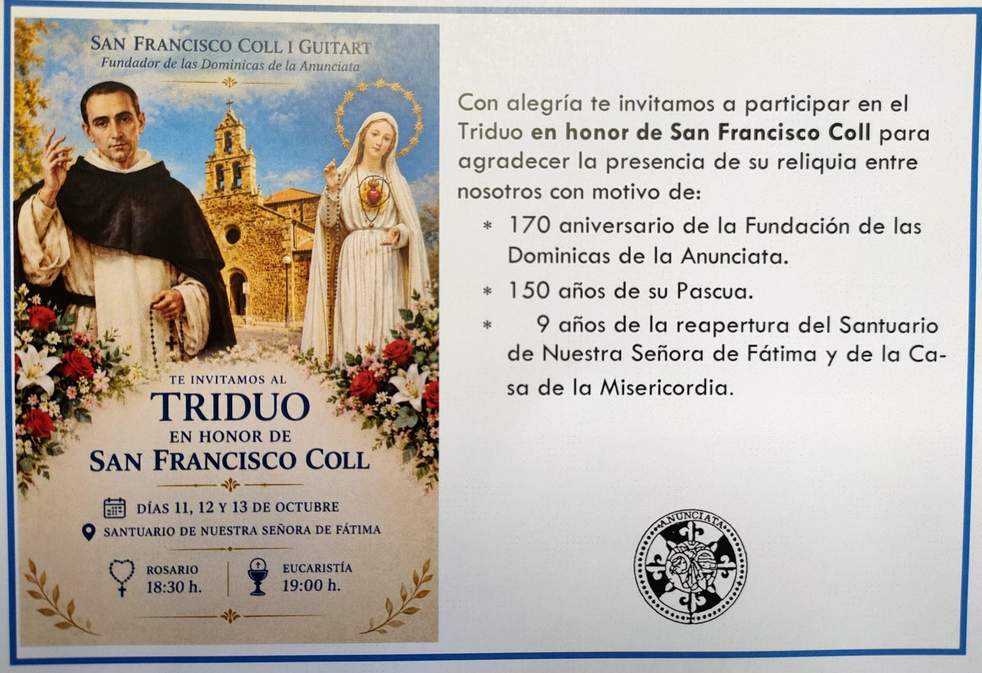 La reliquia del Fundador de las Dominicas recala en el Santuario de Fátima de Astorga