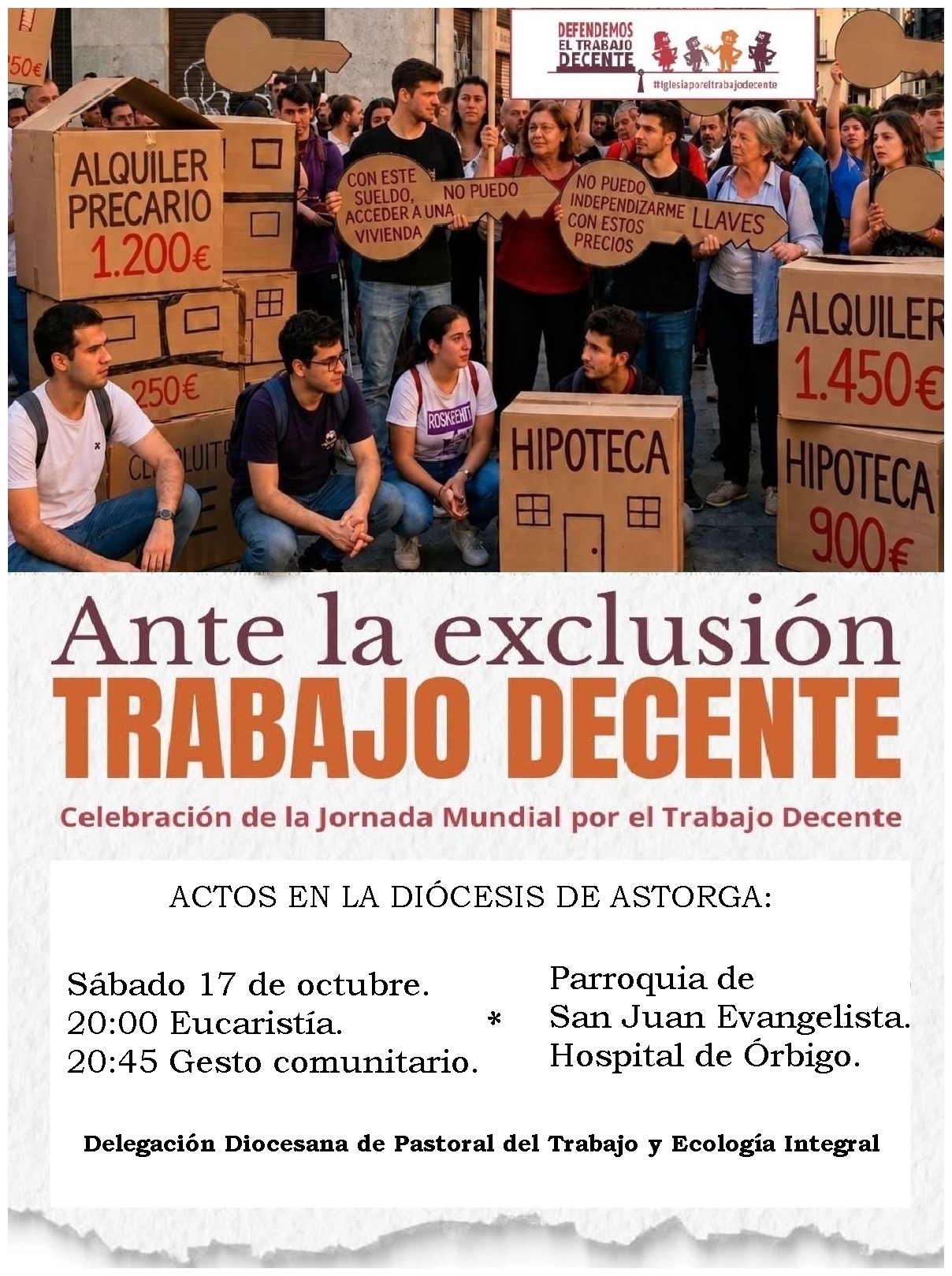 La diócesis de Astorga reivindicará en Hospital de Órbigo el derecho a un trabajo decente